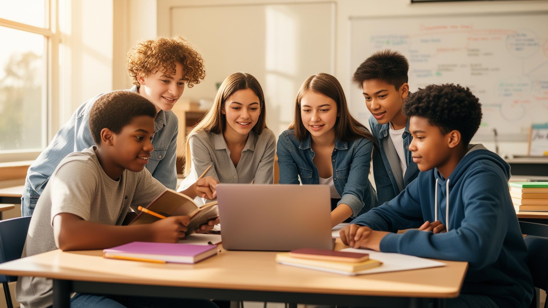 Students collaborating on projects